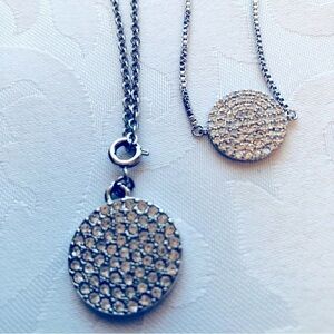 Park Lane Ventura Silver Round Pave Necklace and Bracelet